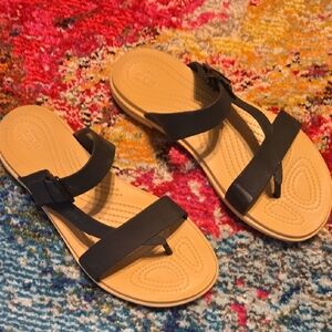 CROCS Black and Tan Women's Sandals